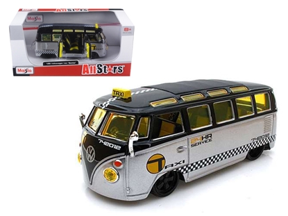 Picture of Maisto 31364/ Volkswagen Samba Van/bus Taxi Silver/black 1/25 Diecast Model Car