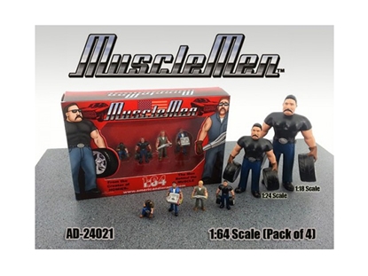 Picture of American Diorama 24021 Musclemen 4pc Figure Set For 1:64 Diecast Model Cars