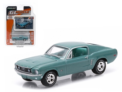 Picture of Greenlight 13120b 1968 Ford Mustang Gt Tahoe Turquoise 1/64 Diecast Model Car