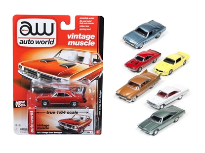 Picture of Autoworld 64042a Autoworld Muscle Cars Release 5a Premium Licensed Set Of 6 Cars 1/64 Diecast Model Cars