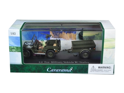 Picture of Cararama 14901 1/4 Ton Military Army Vehicle With Trailer And Display Case 1/43 Diecast Model Car