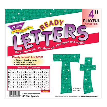 Picture of 4in Ready Letters Teal Sparkle