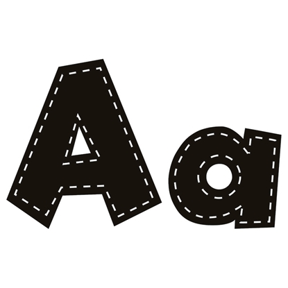 Picture of 4in Fun Font Letters Black Stitch