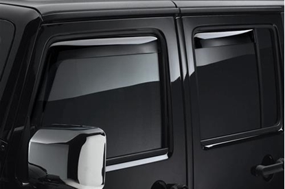 Picture of WeatherTech 82443 WeatherTech Front and Rear Window Deflector Set (Dark Tint) - 82443