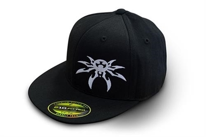 Picture of Poison Spyder Customs 50-46-203-S Poison Spyder Flatbill Flexfit Spyder Hat in Black - 50-46-203-S