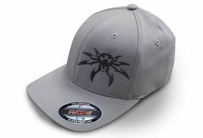 Picture of Poison Spyder Customs 50-46-206-L Poison Spyder FlexFit Spyder Logo Hat in Light Gray, Large/X-Large - 50-46-206-L