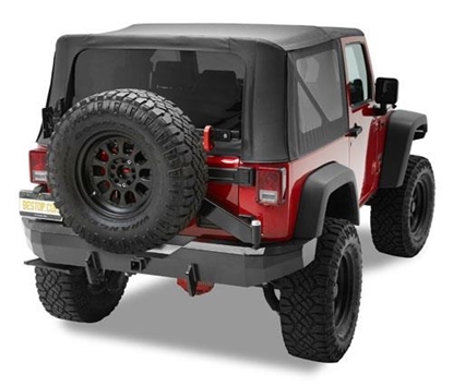 Picture of Bestop 42934-01 Bestop HighRock 4x4 Rear 2 Inch Receiver Hitch Bumper with Swing Out Tire Carrier in Black (Black) - 42934-01