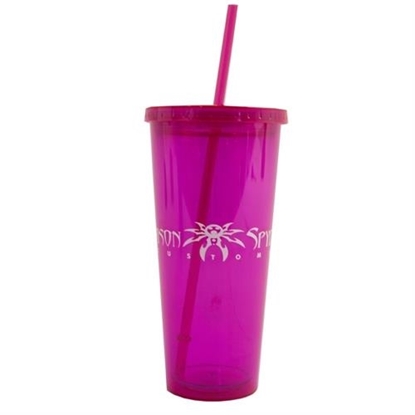 Picture of Poison Spyder Customs TUMBLER-PINK Poison Spyder Tumbler in Pink - TUMBLER-PINK