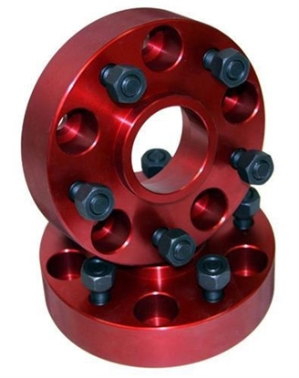 Picture of Alloy USA 11301 Alloy USA 5x4.5 Inch Bolt Pattern with 1.25 Inch Offset Wheel Spacers (Red) - 11301