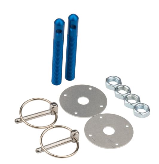 Alum Hood Pin Kit 1/2in with 1/4in Clips Blue