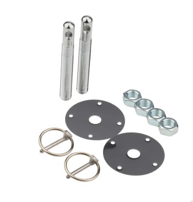 Steel Hood Pin Kit w/ 1/4in Flip-Over Clips