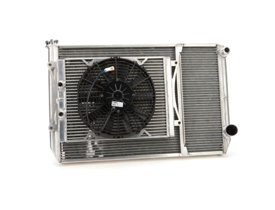 Radiator Dbl 29x18 W/Oil Cooler Fan w/ Fill Neck