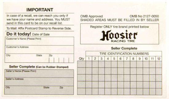Hoosier Registration Card