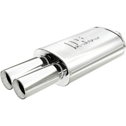 Stainless Muffler 2.25in In / Dual 3in Tips Out