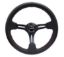 Steering Wheel 350mm 3in Dish Black Leather w/Red