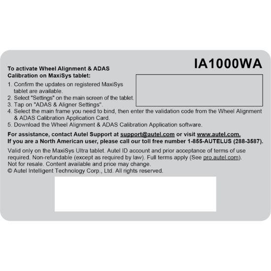 Picture of Autel Advance Driver Assistance System (ADAS) Calibration Software - IA1000WAUP