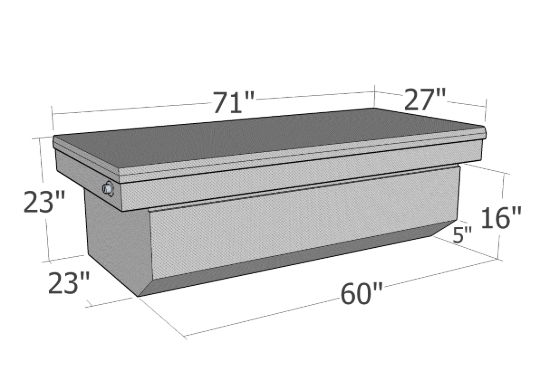 Picture of Unique Truck Accessories Truck Bed Storage Box Lid - RB120FL-BT