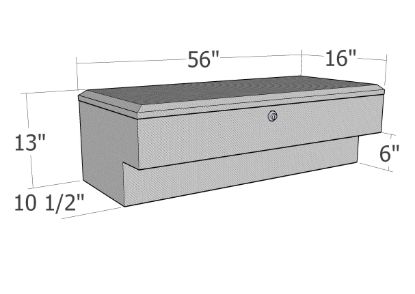 Picture of Unique Truck Accessories Truck Bed Side Rail Tool Box - RB174-BT
