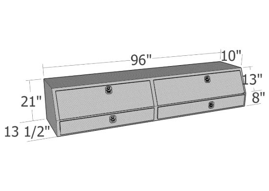 Picture of Unique Truck Accessories Truck Bed Side Rail Tool Box - TBS200-96D-BD