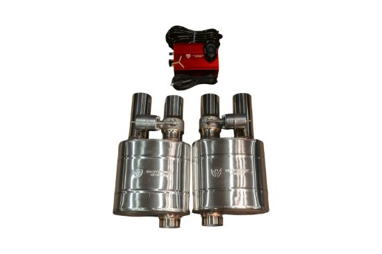 Picture of Valvetronic Designs Exhaust Muffler - OFF.UVM.63MM.DUALOUT.X2
