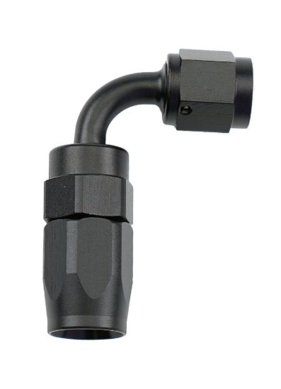 Reusable Hose End Black 90 Deg Elbow -4