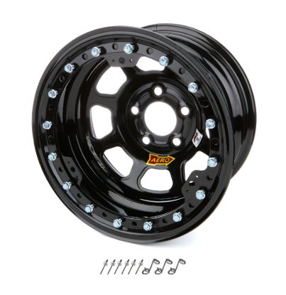 Wheel 15x8 1in B/S Black w/ Black Ring