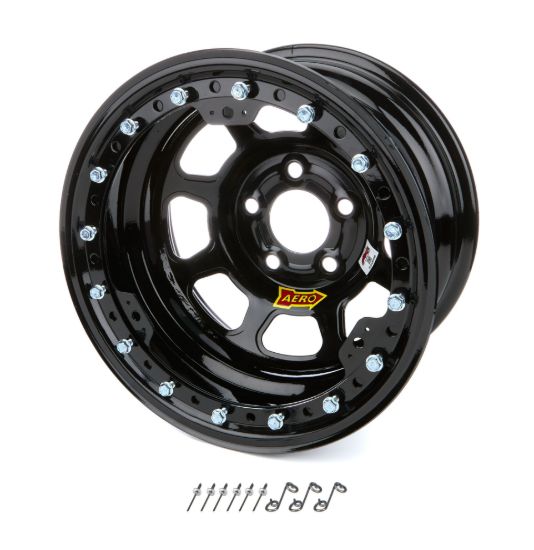 Wheel 15x8 1in B/S Black w/ Black Ring
