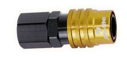 8AN Straight FM Thread Valved Quick Connect BLK