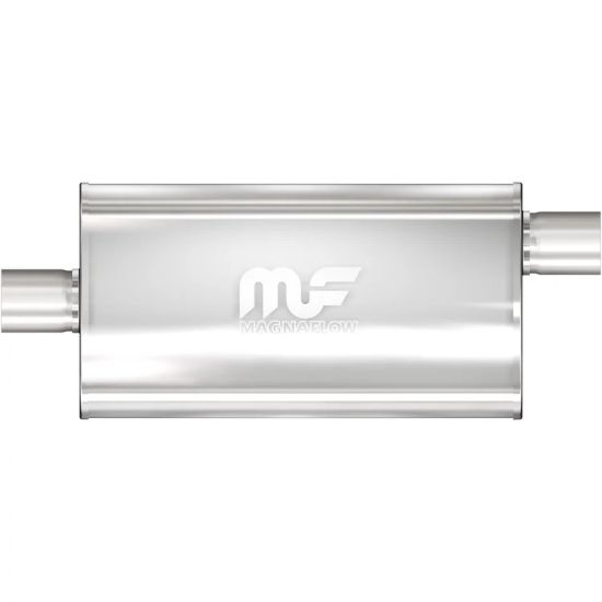 Stainless Muffler 3in Center In / Offset Out
