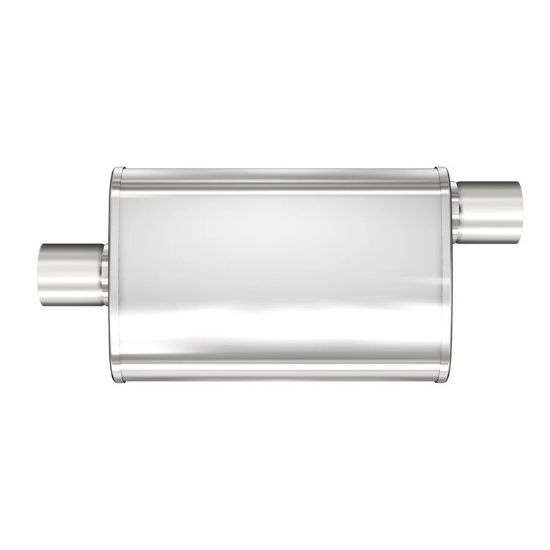 Stainless Muffler 3in Center In / Offset Out