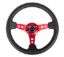 Steering Wheel 350mm 3in Dish Blk Leather/Red Ctr