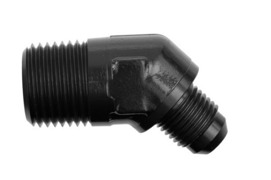 8AN 45Deg Male Adapter to 1/4in NPT Male Black