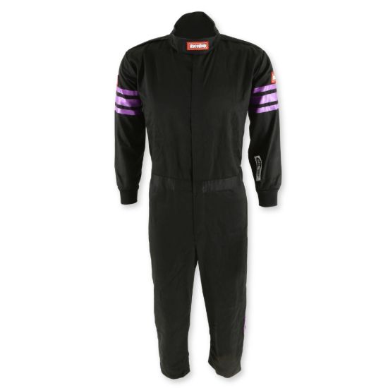 Black Suit Single Layer Kids Medium Purple Trim
