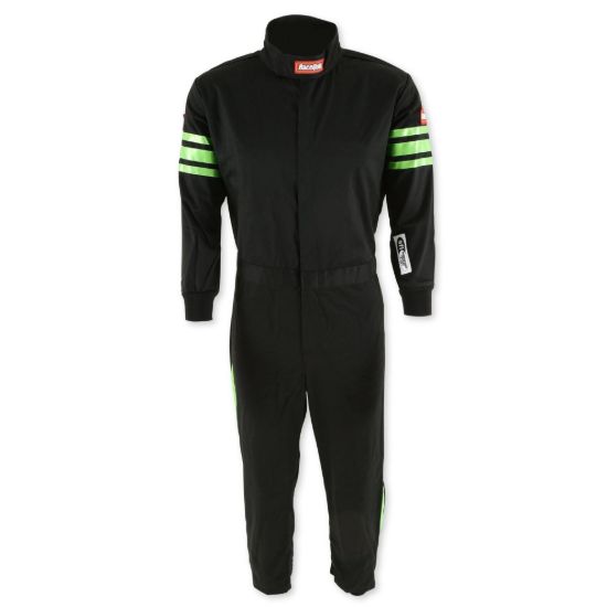 Black Suit Single Layer Kids X-Large Green Trim