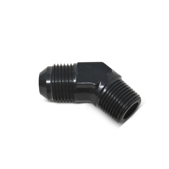 6AN M to 3/8 M Pipe Adpt 45Deg Elbow Black