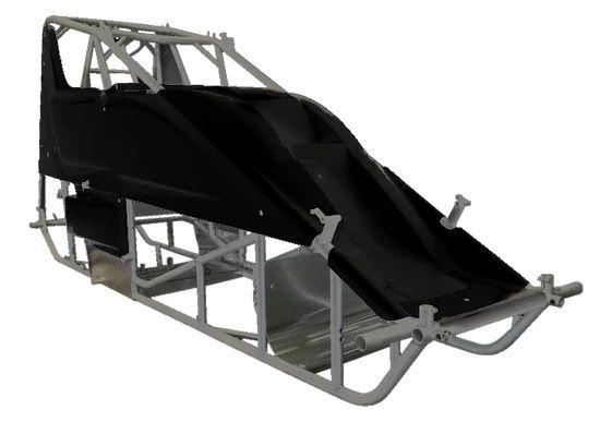 Sprint Car Kit B X-Wedge Black Inside Rail Body