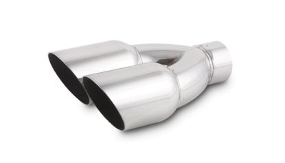 Dual 3.5in Round Stainle ss Steel Tips Single Wal