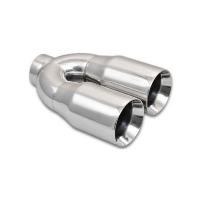 Dual 3.5in Round Stain less Tips 2.5in Inlet
