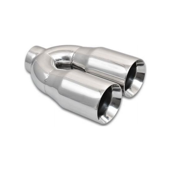 Dual 3.5in Round Stain less Tips 2.5in Inlet