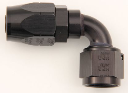 #8 90 Deg Double Swivel Hose End Black