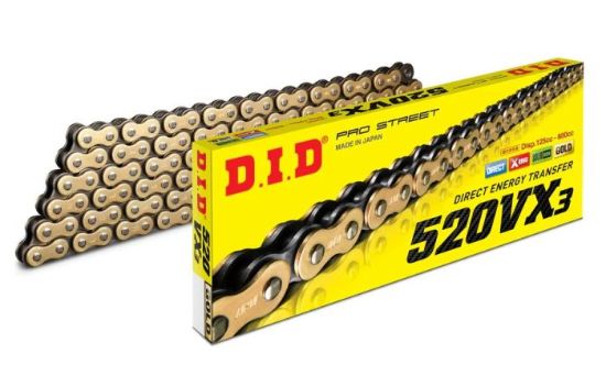 D.I.D X-RING CHAIN 520VX3 GOLD & BLACK 112ZB
