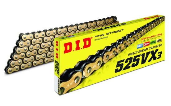 D.I.D X-RING CHAIN 525VX3 GOLD & BLACK 104FB