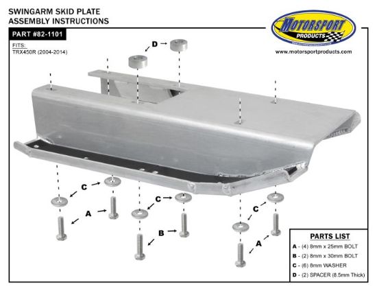 SKIDPLATE SWINGARM TRX450R
