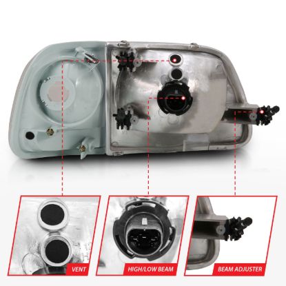 ANZO CRYSTAL HEADLIGHT SET; CLEAR LENS - 111438