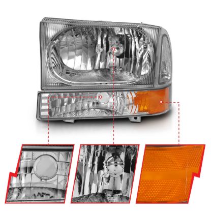 ANZO CRYSTAL HEADLIGHT SET; CLEAR LENS; - 111458