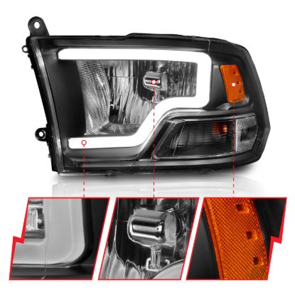 ANZO CRYSTAL HEADLIGHTS W/ LIGHT BAR BLA - 111515