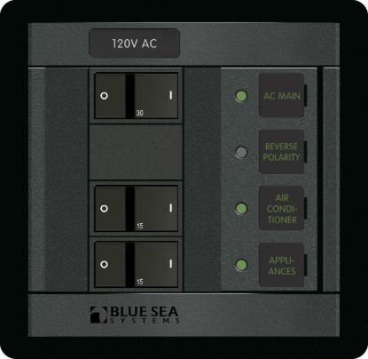 BLUE SEA PANEL 360 120VAC 2POS W/MAIN FR - 1214BSS