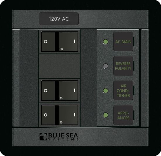 BLUE SEA PANEL 360 120VAC 2POS W/MAIN FR - 1214BSS