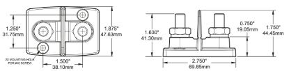 BLUE SEA POWERPOST DUAL 2 X 3/8IN STUDS W/ I - 2017BSS
