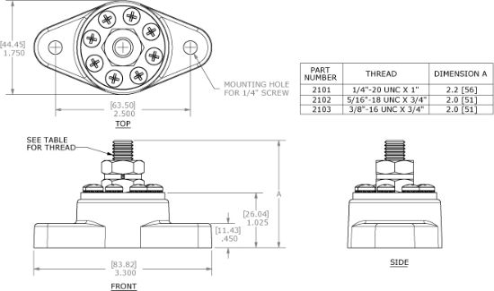 BLUE SEA POWERPOST PLUS 3/8IN - 2103BSS